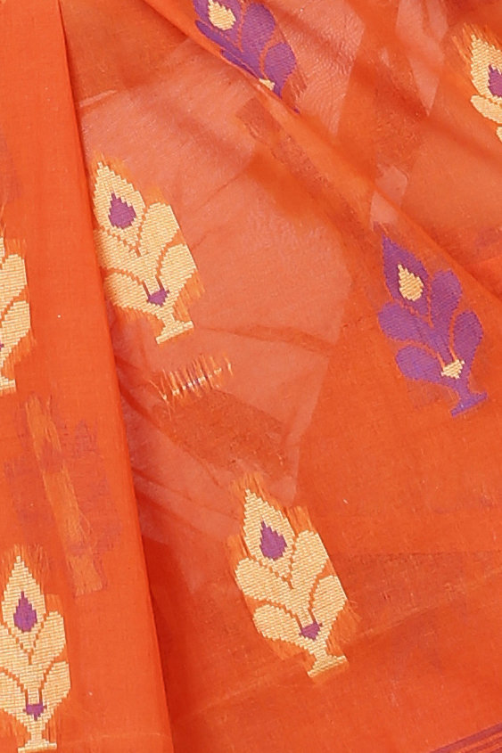 Orange Pure Cotton Sidra Tant Saree (1033)